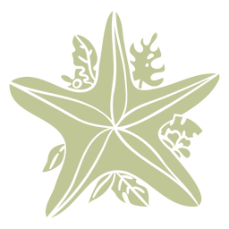 Starfish with leaves ornament cut out  PNG Design