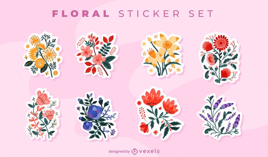 Flower bouquets sticker set Flower bouquets sticker set
