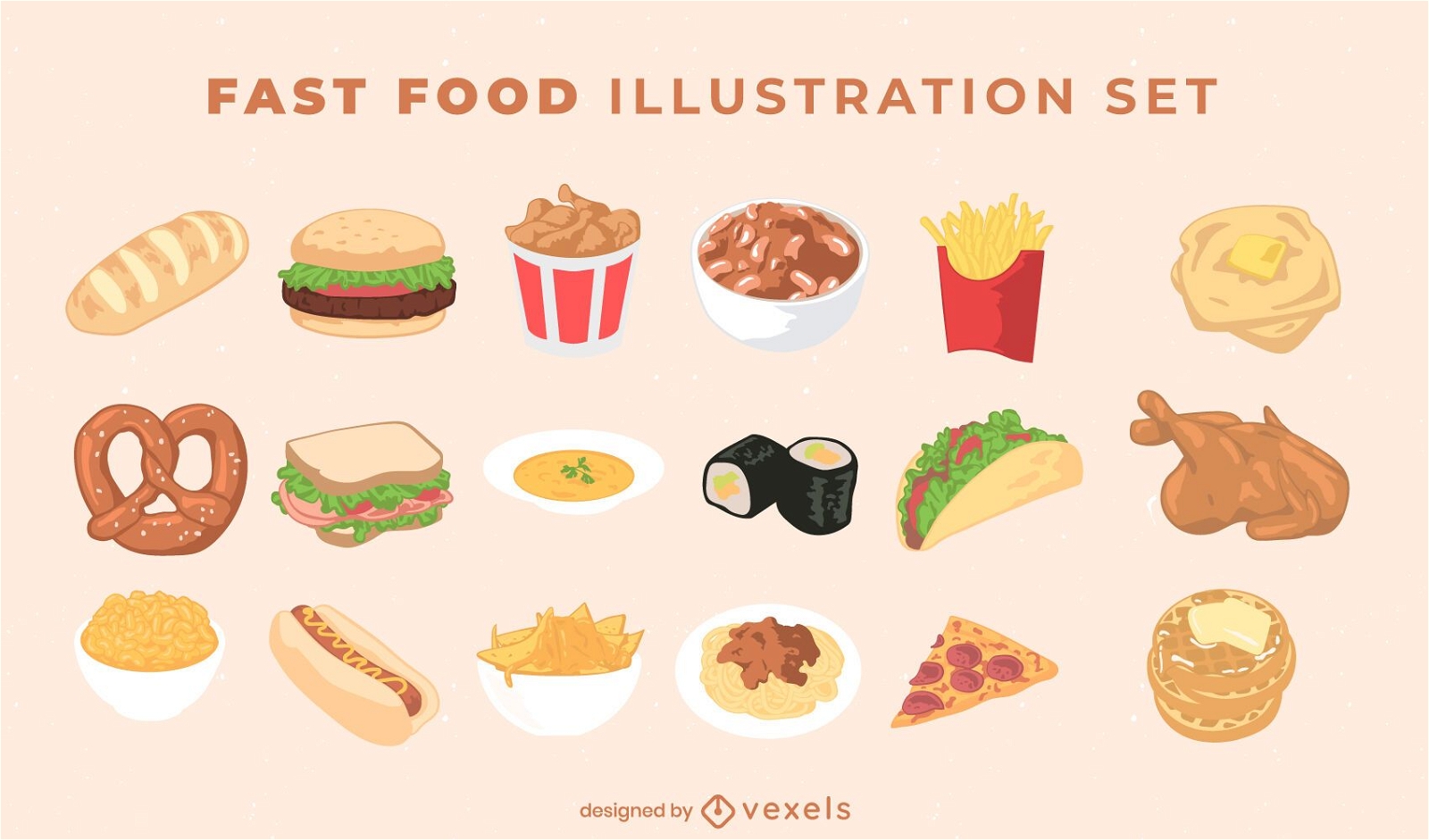 Fast food illustration pack