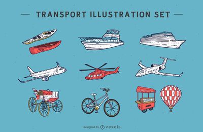 Transportation illustration set Transportation illustration set
