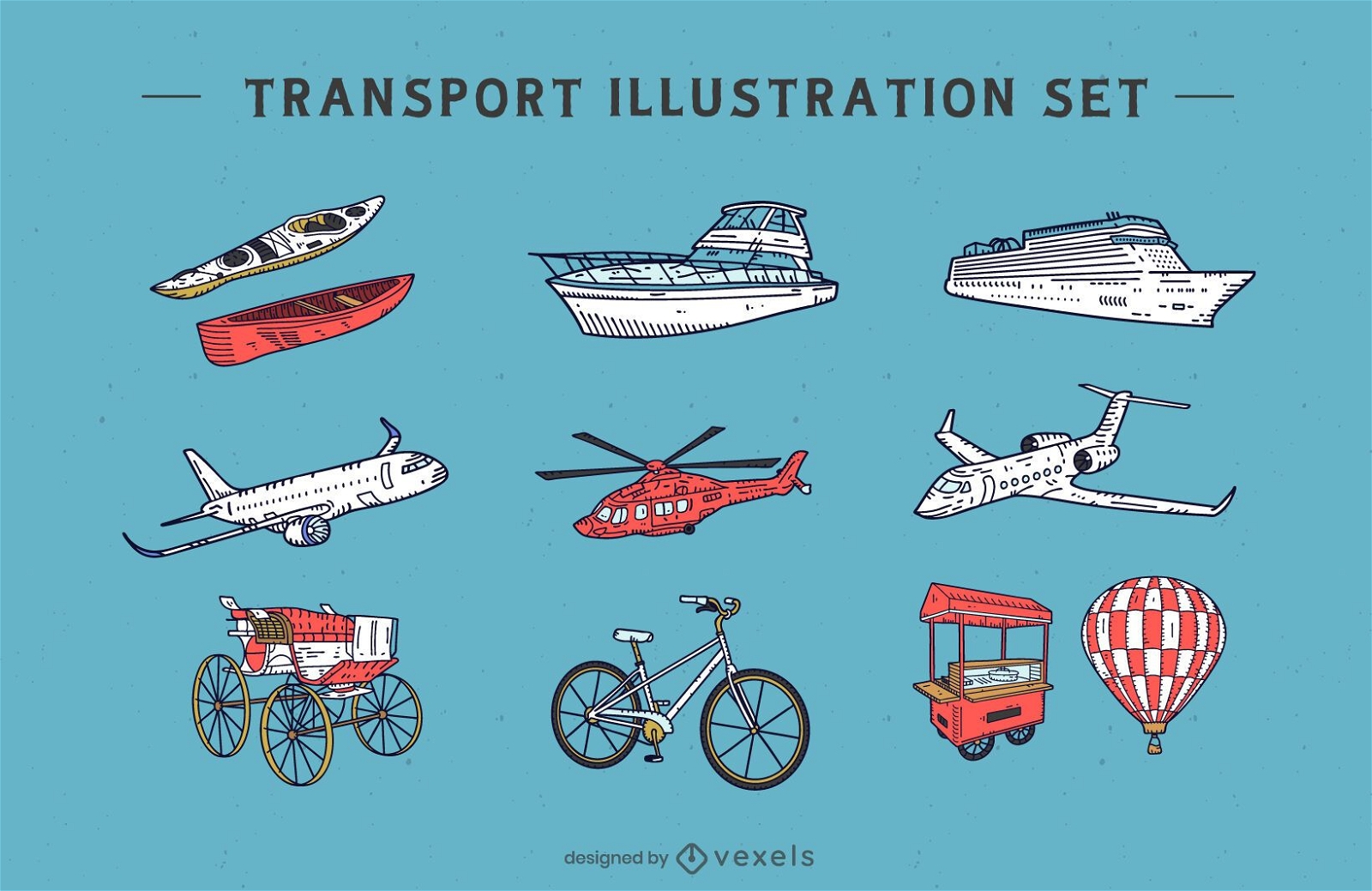 Transportation illustration set