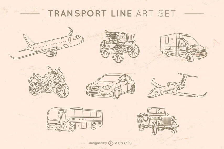 Transport line art set Transport line art set