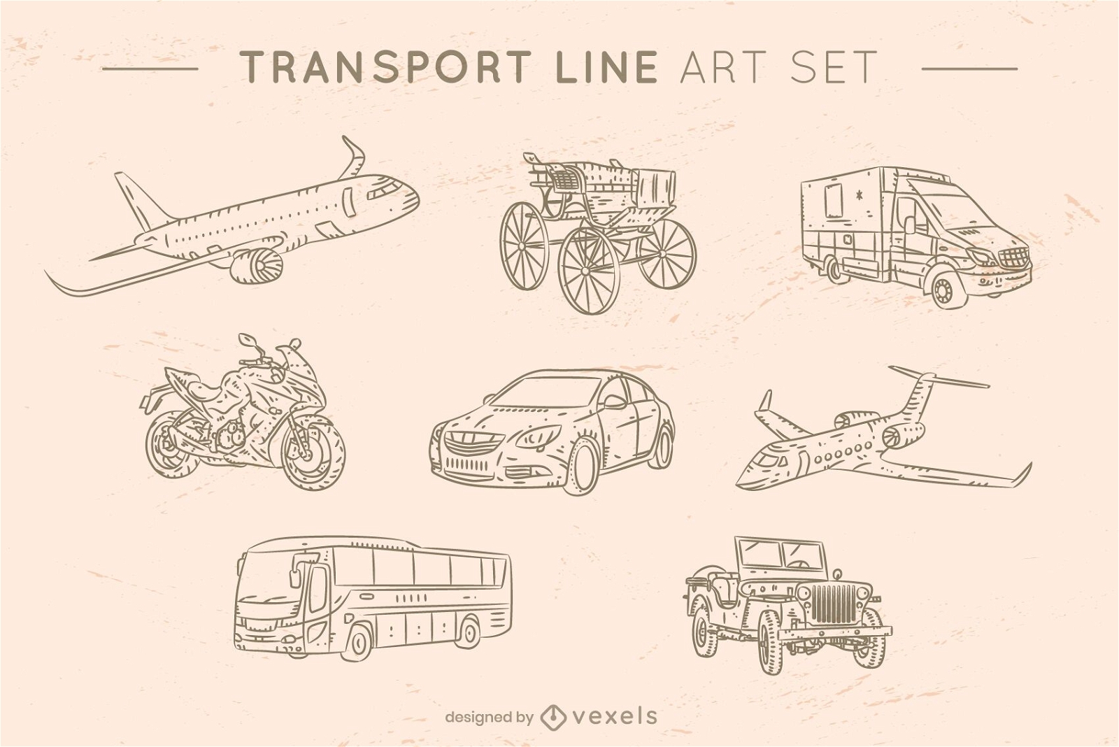Conjunto de arte de linha de transporte