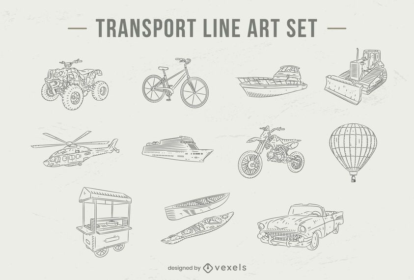 Transportation line art set Transportation line art set