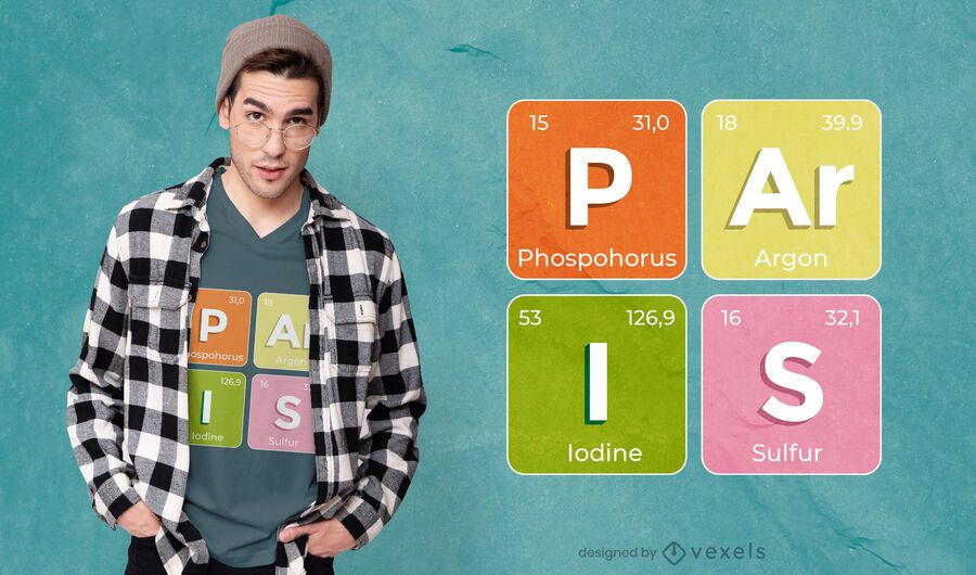 Chemical Paris elements t-shirt design Chemical Paris elements t-shirt design