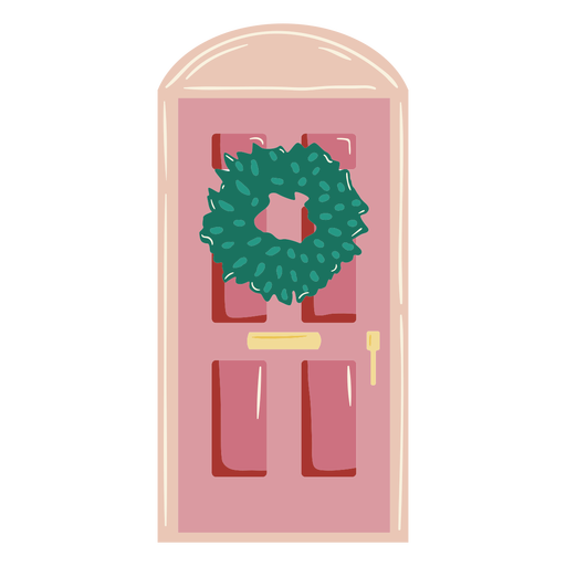 Glossy pink door with christmas crown PNG Design