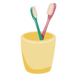 Pair of toothbrushes in glass glossy Transparent PNG