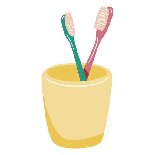 Pair of toothbrushes in glass glossy PNG Design