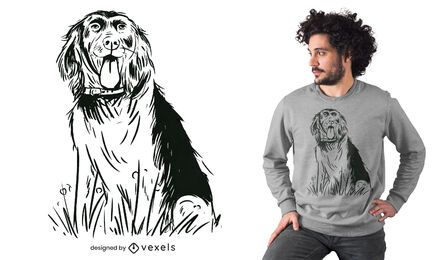 Diseño de camiseta dibujada a mano de raza de perro sentado Diseño de camiseta dibujada a mano de raza de perro sentado