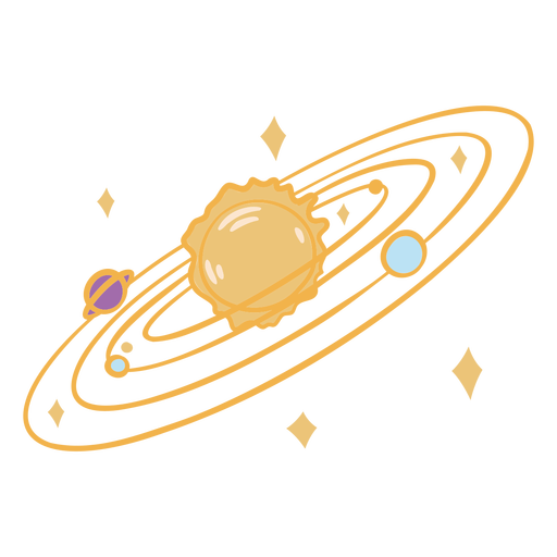 Solar system with sparkles doodle  PNG Design