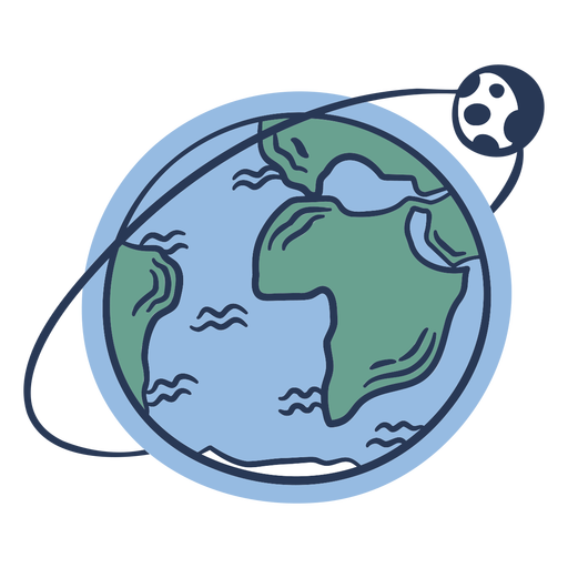 Earth with moon orbit doodle PNG Design