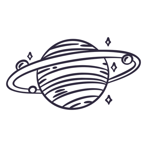 Planet Saturn stroke PNG Design