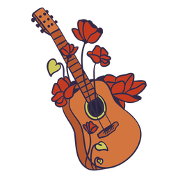 Guitar with roses illustration PNG Design