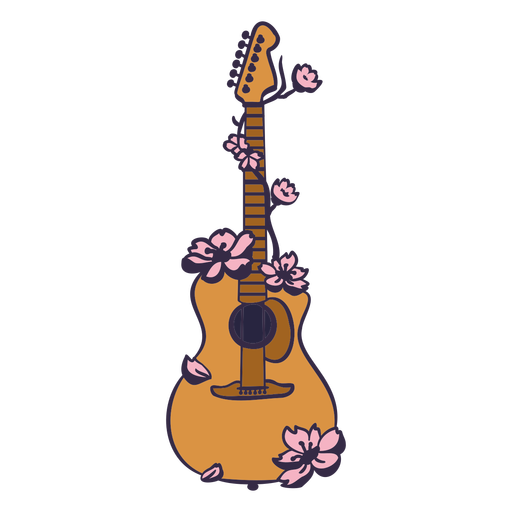 Botanische Gitarrenfarbe - 3 PNG-Design