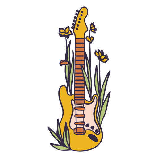 Botanische Gitarrenfarbe - 4 PNG-Design