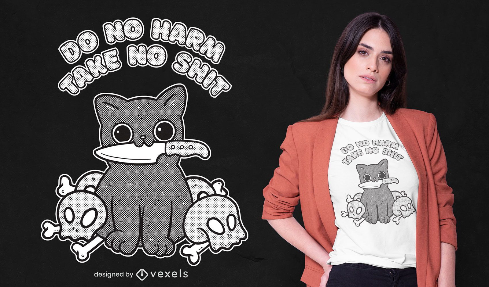 Design de t-shirt de citação de faca de gatinho