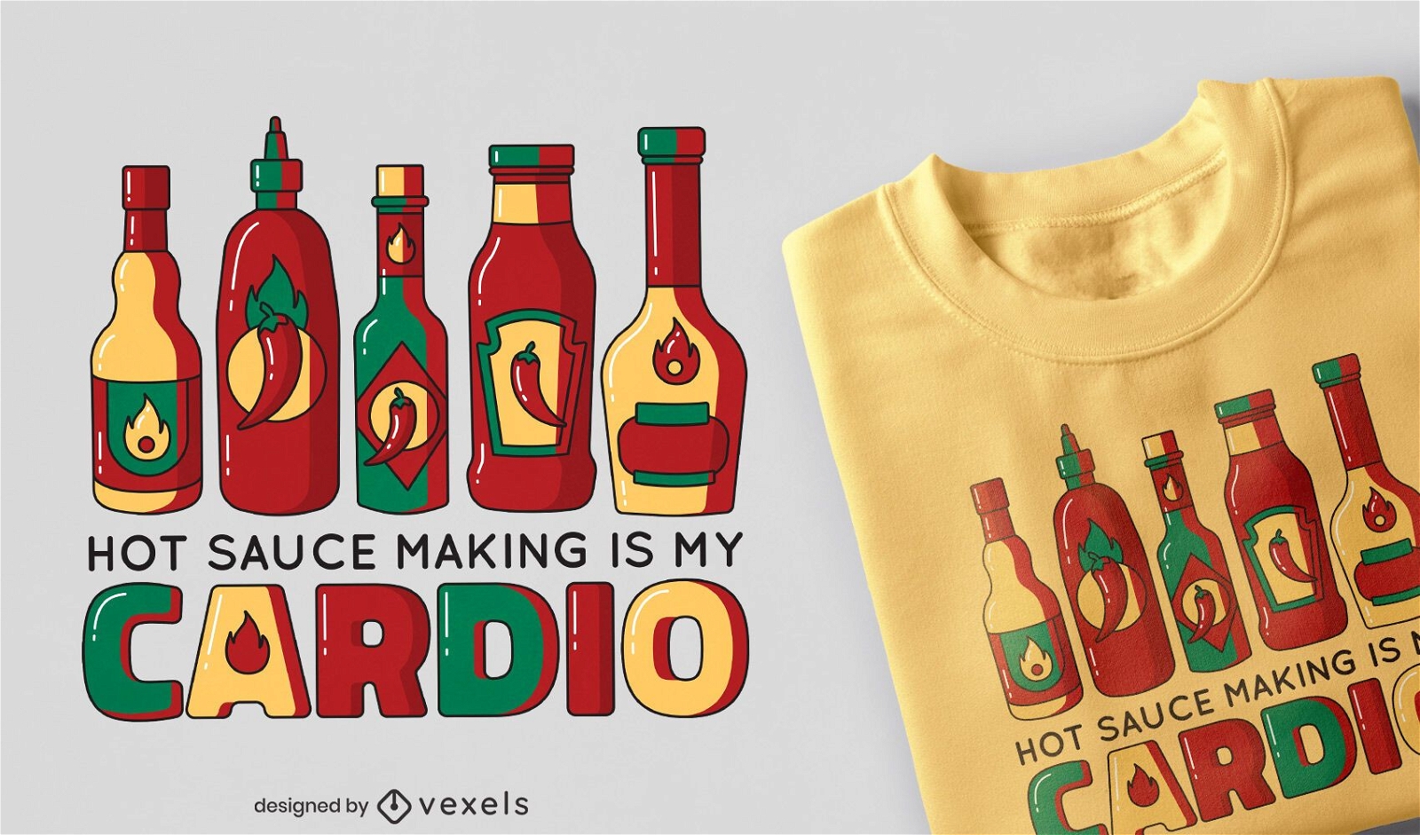 Diseño de camiseta de cita de salsa picante
