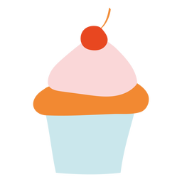 Cupcake with cherry flat PNG Design Transparent PNG