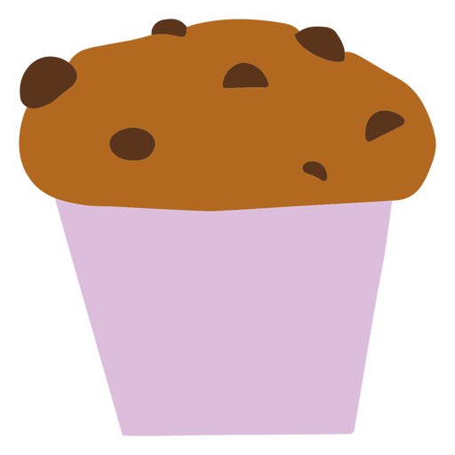 Chocolate chip cupcake flat PNG Design