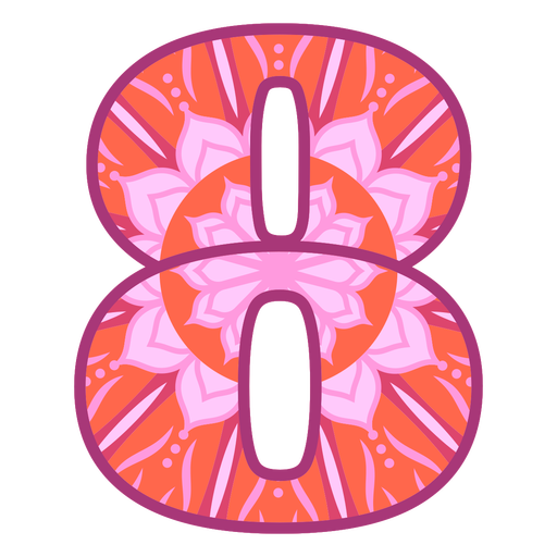 Nummer 8 rosa und lila Mandala PNG-Design