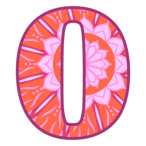 Nummer 0 rosa und lila Mandala PNG-Design