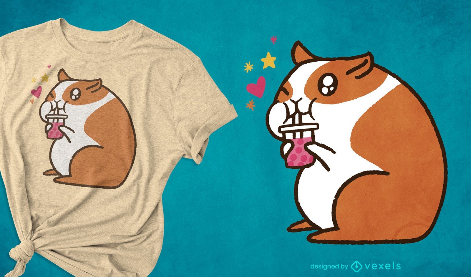 Nettes Bubble Tea Hamster T-Shirt Design