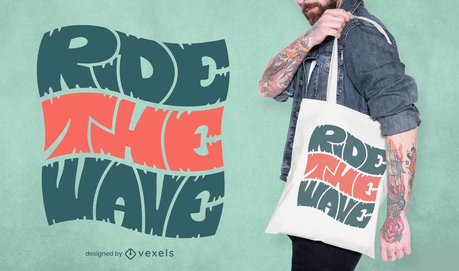Fahren Sie das Wave-Zitat-Einkaufstaschendesign