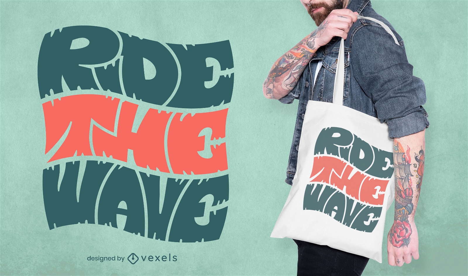 Ride the wave quote design de sacola