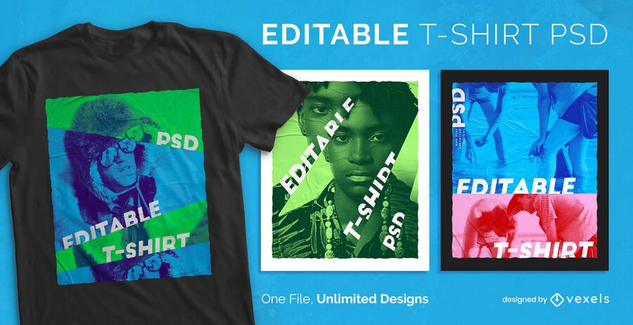 Camiseta escalable efecto filtro de color psd Camiseta escalable efecto filtro de color psd