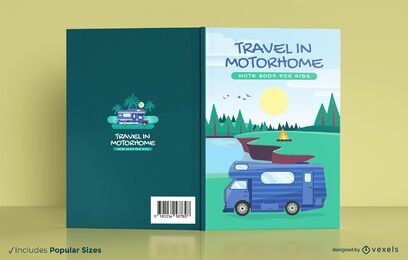 Diseño de portada de cuaderno de autocaravana de viaje Diseño de portada de cuaderno de autocaravana de viaje