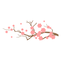 Sakura branch with flowers flat PNG Design