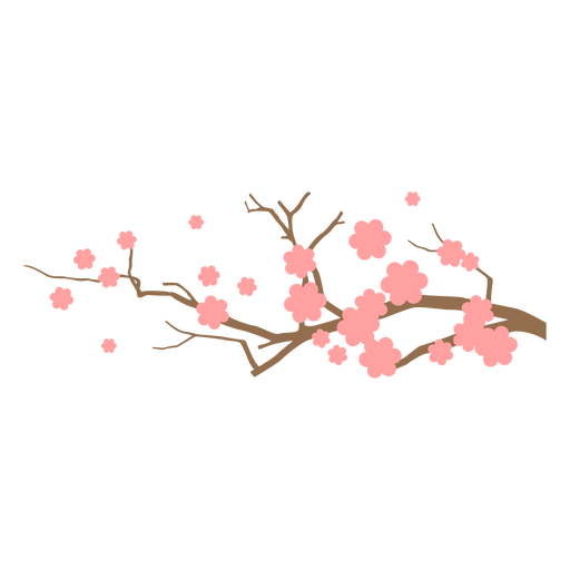 Ramo de Sakura com flores planas Desenho PNG