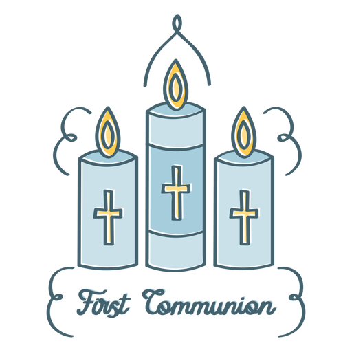 Candles first communion color stroke PNG Design