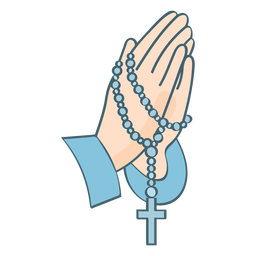 Praying hands with rosary beads color stroke