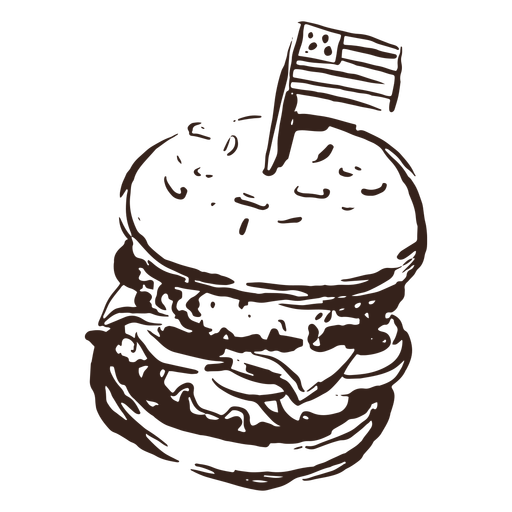 American burger hand drawn PNG Design