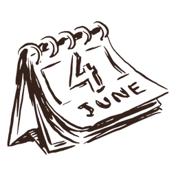 4 de junho calendário desenhado à mão Desenho PNG