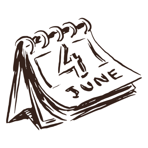 4 de junio calendario dibujado a mano Diseño PNG