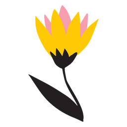Yellow and pink tulip flat Transparent PNG