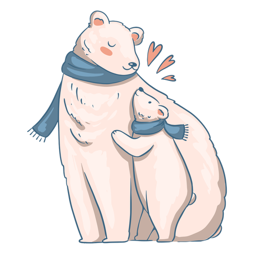 Urso polar com beb? fofo Desenho PNG