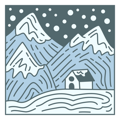 Paisaje de invierno nevando azulejo Diseño PNG