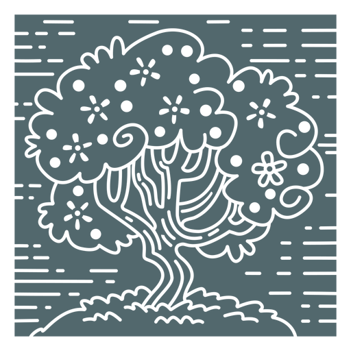Tree with flowers cut out PNG Design