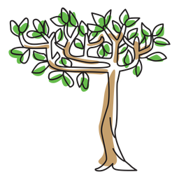 Tall tree color stroke PNG Design