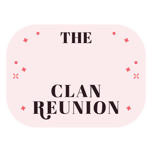 Clan reunion ractangular label flat
