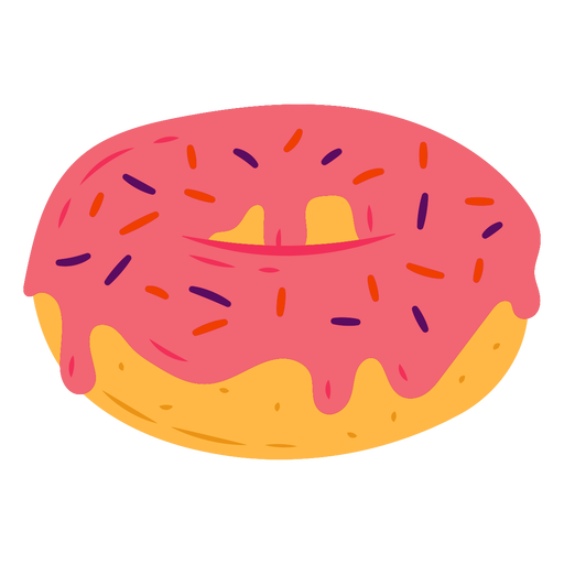 Pink donut with sparkles semi flat