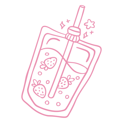 Strawberry drink doodle PNG Design