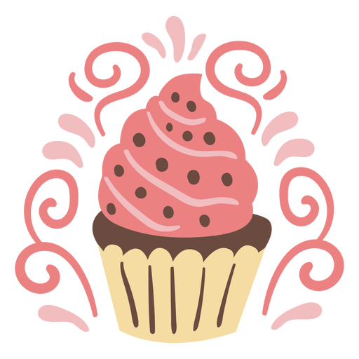 Ornamented cupcake doodle color PNG Design