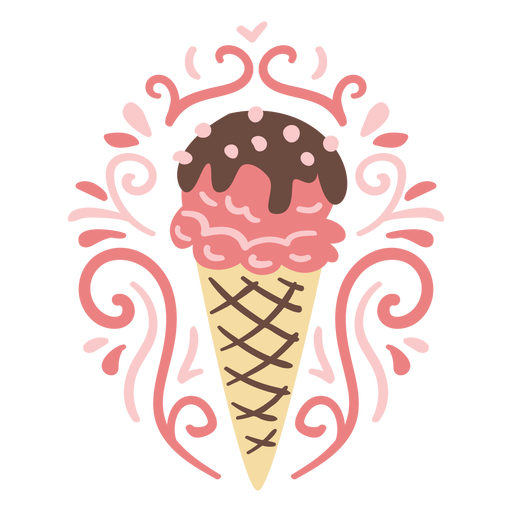 Strawberry and chocolate icecream semi flat design