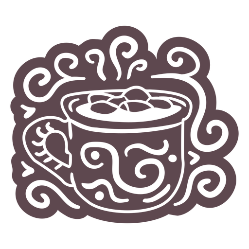 Ornamented coffee cut out doodle PNG Design
