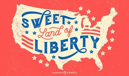 Land of liberty 4th of july lettering