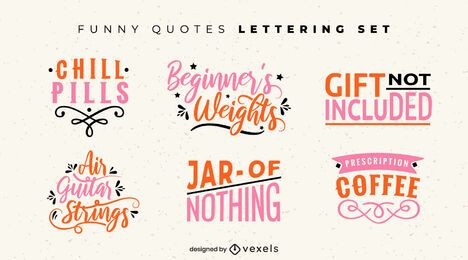 Funny quotes lettering set